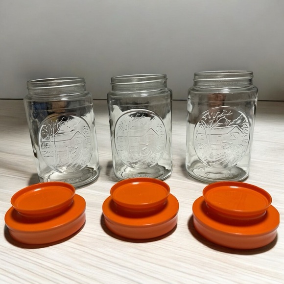 Vintage Anchor Hocking Tang Storage Jars (3) All With Bridge Design - Picture 2 of 5
